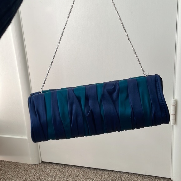 Dune London Handbags - Dune Navy & Teal Satin Clutch